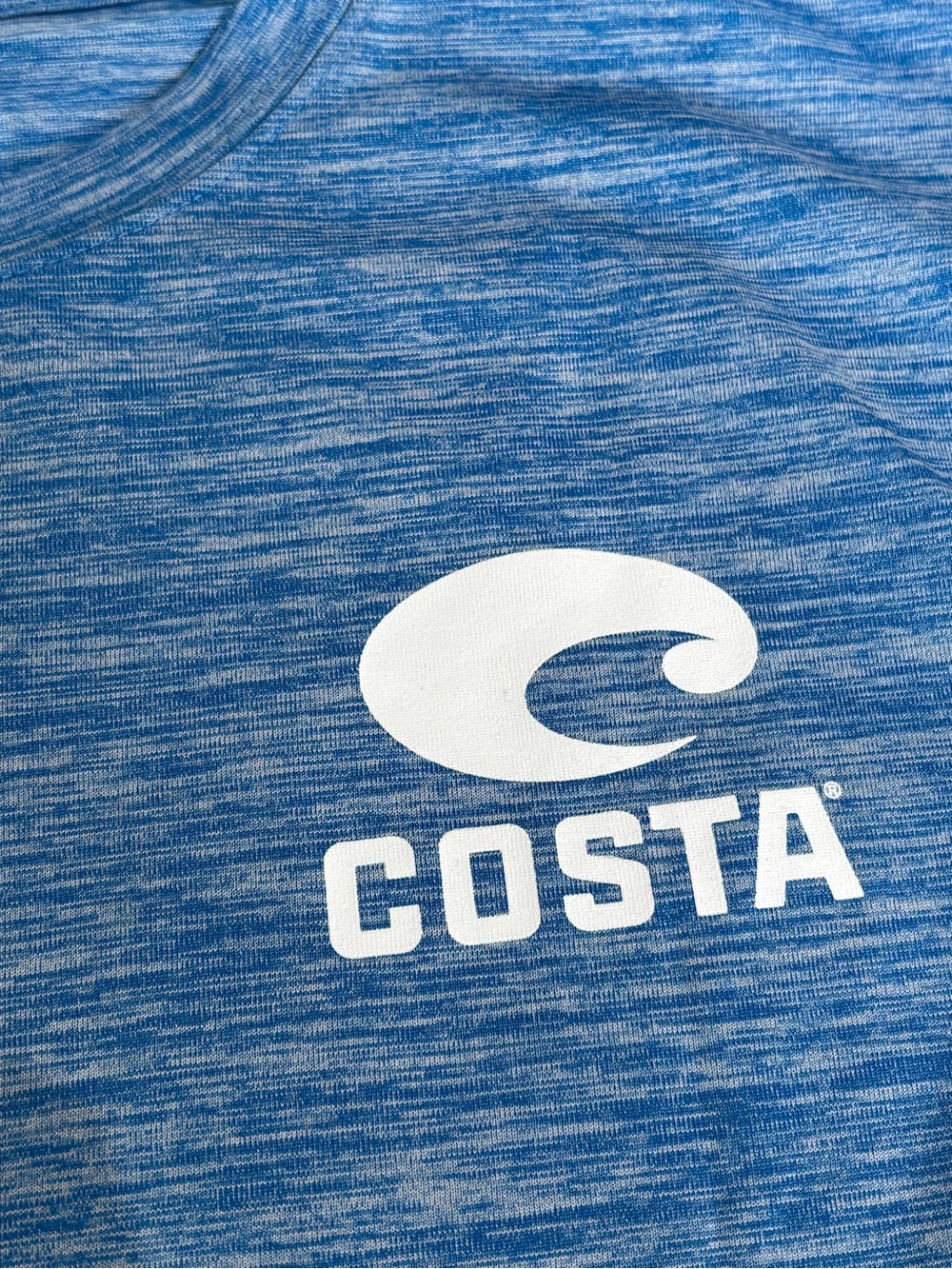 Costa Men's Heather Sea Blue Long Sleeve Performance Tee - Picture 2 of 4